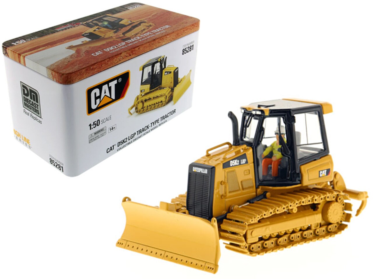 Cat Caterpillar D5K2 Lgp Track Type Tractor Dozer With Ripper And Operator "High Line" Series 1/50 Diecast Model By Diecast Masters
